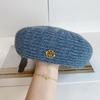 Korean Painter Berets Y2k Beanie Cap Fashion Hollow Knitted Beret  Girls