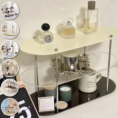 1PC Acrylic Desktop Storage Rack 2/3layer Multifunctional Organizer Ins Style Water Cups Perfume Cosmetics Jewelry Display Frame