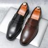 Herrformella läderskor Klassisk stil Slip-on loafers Rund tå Andningsbara Halkfria Affärsklänning Bröllop Kontor Vardagsskor
