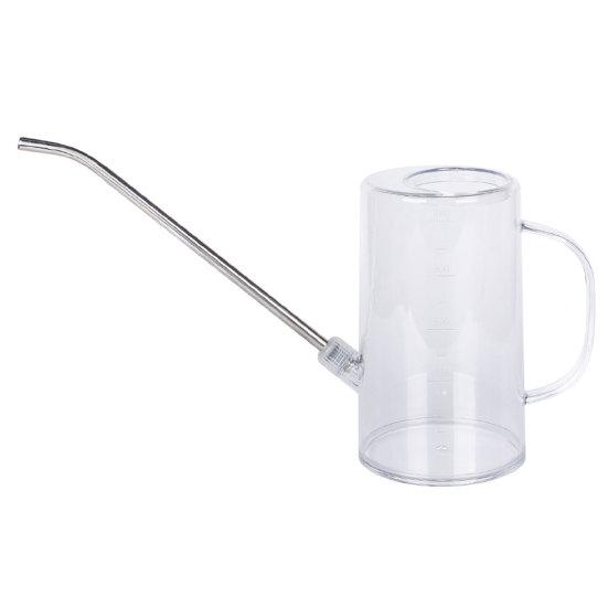 Garden Watering Can Steel Spout Transparent Body with Long Stainless Non-Slip Handle Watering 1L