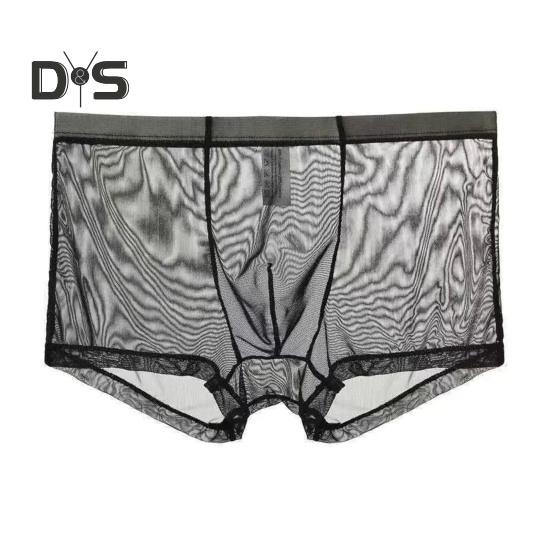 Herren Boxershorts Sommer Ultradünne Perspektive Mesh Garn Shorts Slips Mittelhoher U-Konvexer Sexy Slip