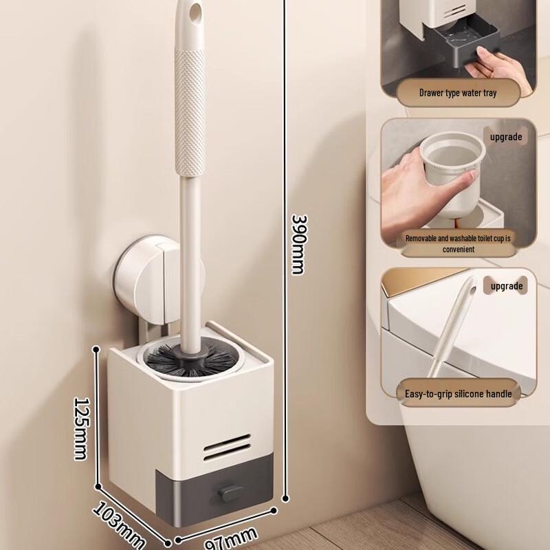 CMAOS Suction Cup Wall-Mounted Toilet Brush with Holder