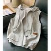 Vest Sweater Women's Hooded Jacket Trendy Loose Casual Sports TopTrendy Zip-up Hooded Vest, Heather Gray Relaxed Fit Layering Vest