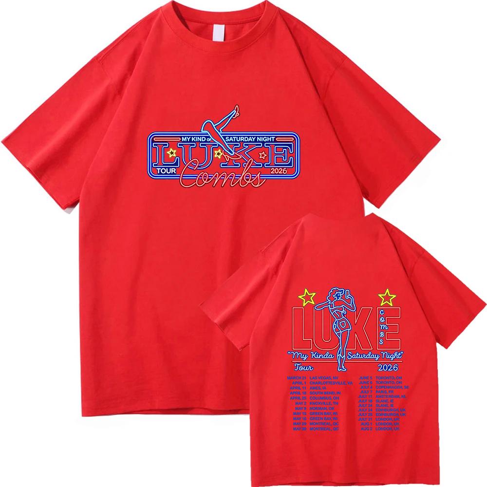 Maglietta Tour Neon Maglietta Tour Luke Combs 2026 T-shirt Maglietta in Cotone Double-sided Regalo per Fan di Musica High Street Abbigliamento Comodo