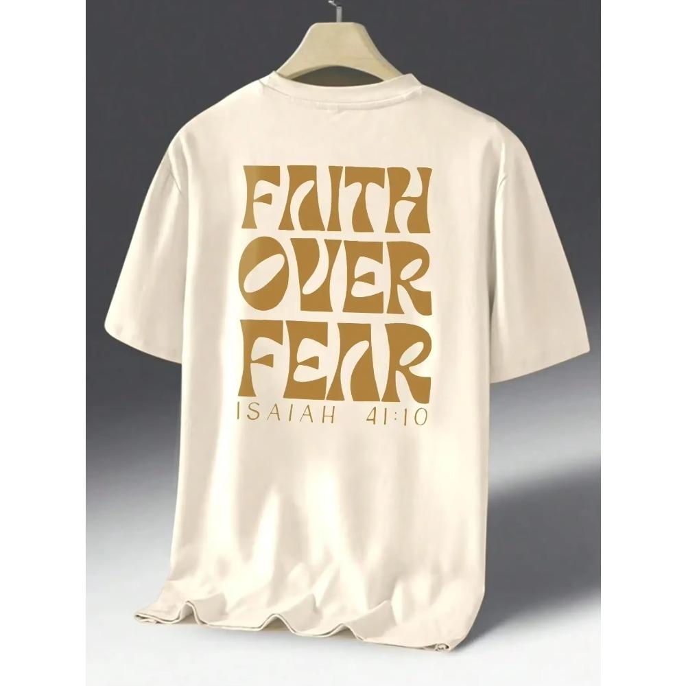 

Вера превыше страха — Аия 41:10 мужских футболок с принтом, качественные футболки, летние повседневные хлопковые топы, дышащие футболки в стиле хип-хоп XXXXXL бежевый