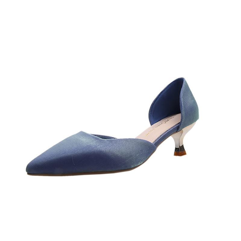 

2025 summer new pointed high heels women s stiletto spring new fairy style single shoes fashion satin high heels 39
