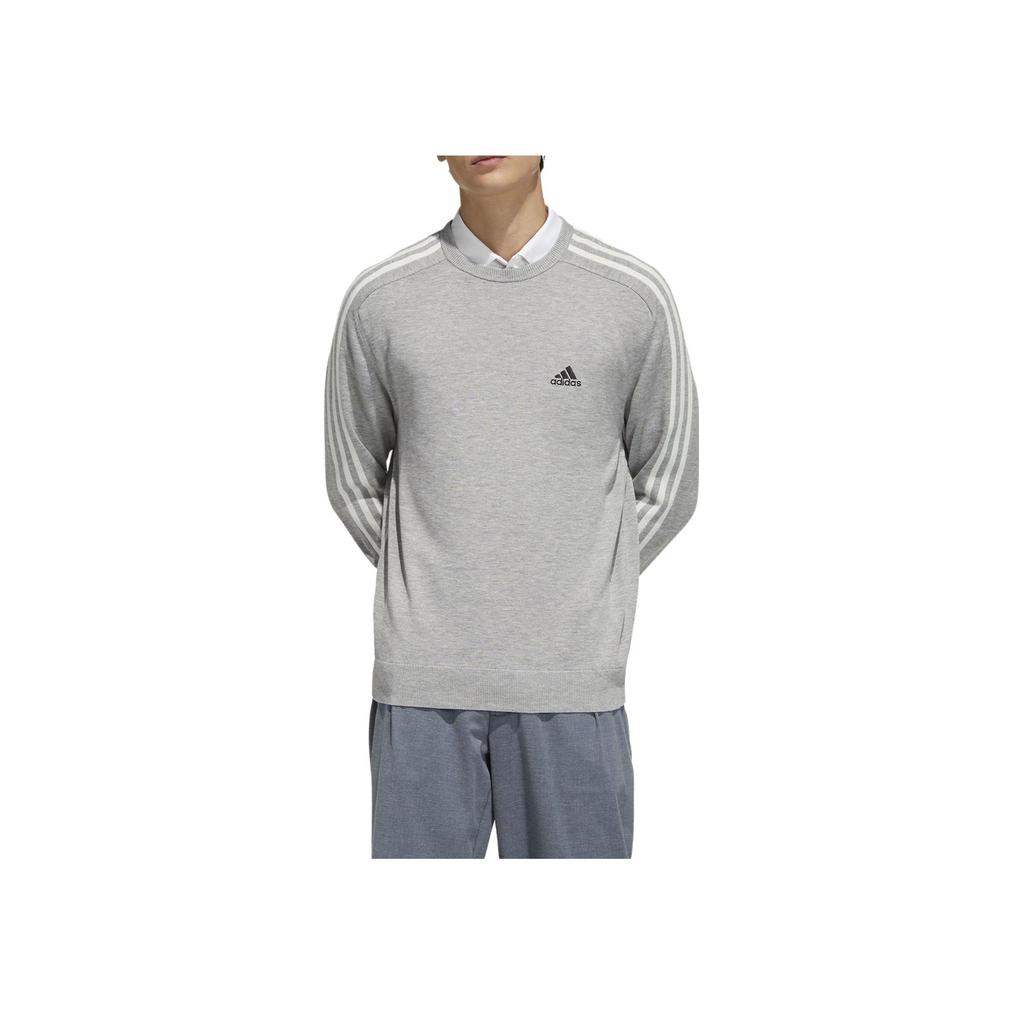 Adidas Logo Print Crew Neck Sweatshirt Men Tops Gray GV1202