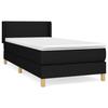 3130083 vidaXL Lit à sommier tapissier avec matelas Noir 90x200 cm Tissu