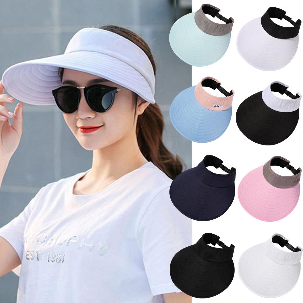 Summer Wide Brim Sun Visor Hat Adjustable UV Protection Golf Hat Portable Lightweight Sports Cap Casual Beach Cap for Women Men