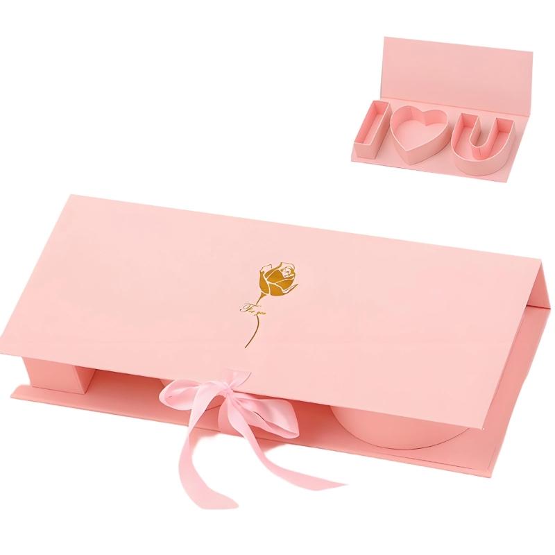 Cardboard Letter Combination Gift Box With Ribbon Flower Wrapping Container For Birthday Valentines Day Anniversary