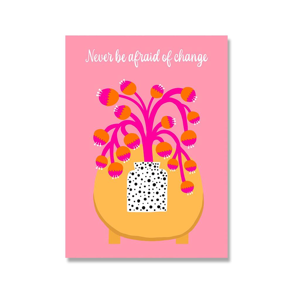 Positive Kind Girl Quote Poster Wall Art Print Abstract Pink Flower Canvas Painting Colorful Boho Living Room Home Decor Picture