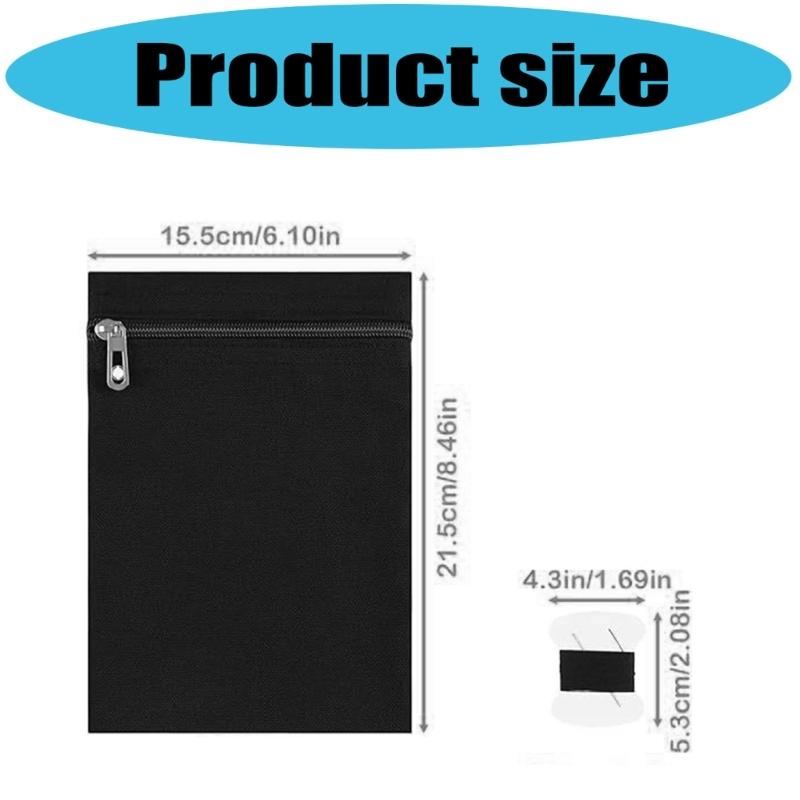 2Pcs Sewn In Invisible Pocket Zippered Canvas Fabric Concealed Storage Pocket for Coat Jackets Clothing Accessories