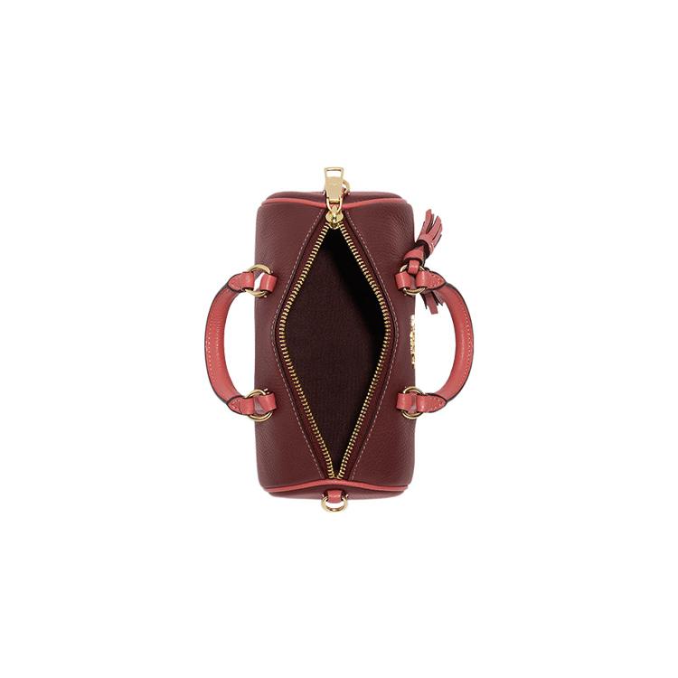 New COACH Lacey Cow Leather Cylinder Bag Handbag Shoulder Bag Crossbody Bag Small Size Women's Burgundy CB876-IMMZI