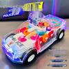 Douyin-Inspired Electric Transparent Gear Police Car Toy with Lights & Music for Kids