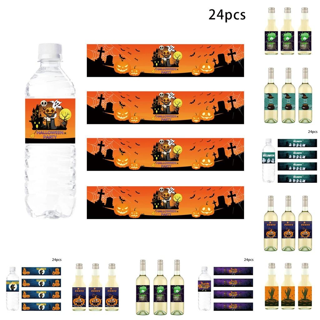 Self Halloween Adhesivewine Bottle Stickers With Pumpkin Print For Party Venue