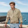 2024 Men's Euro-American Workwear Jacket - Pure Color Zipper Ribbed Design for Spring/Autumn
