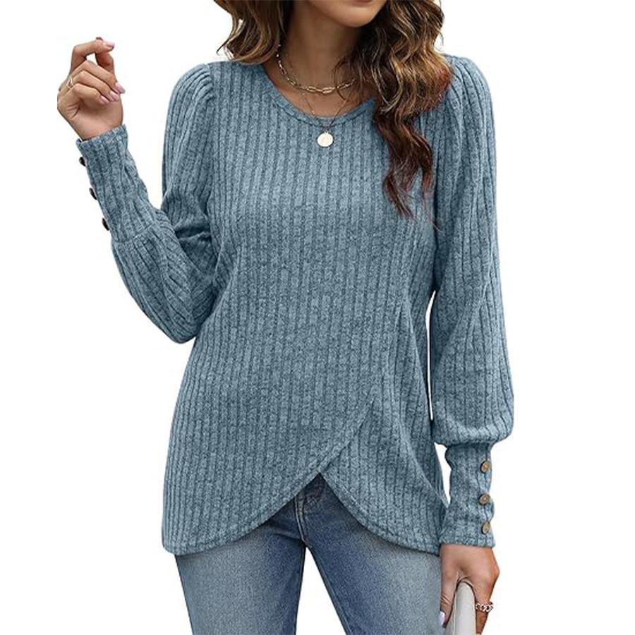 Women's Autumn Winter Fashion Knitwear - O-Neck Cardigan Sweater with Split and Drop Shoulder