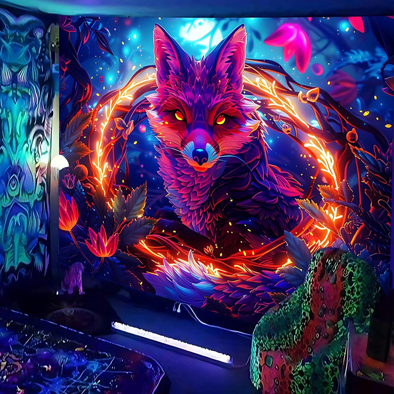 Narangorn tapestry glow-in-the-dark fox 75x100