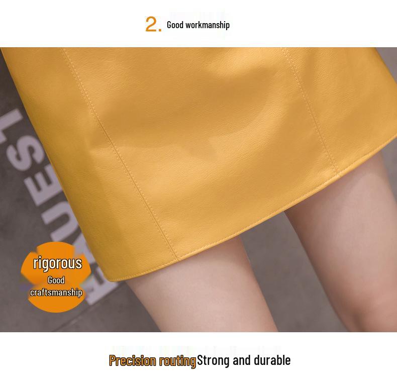 Korean-Style PU Leather A-Line Mini Skirt, Multicolor, Spring/Autumn Collection.