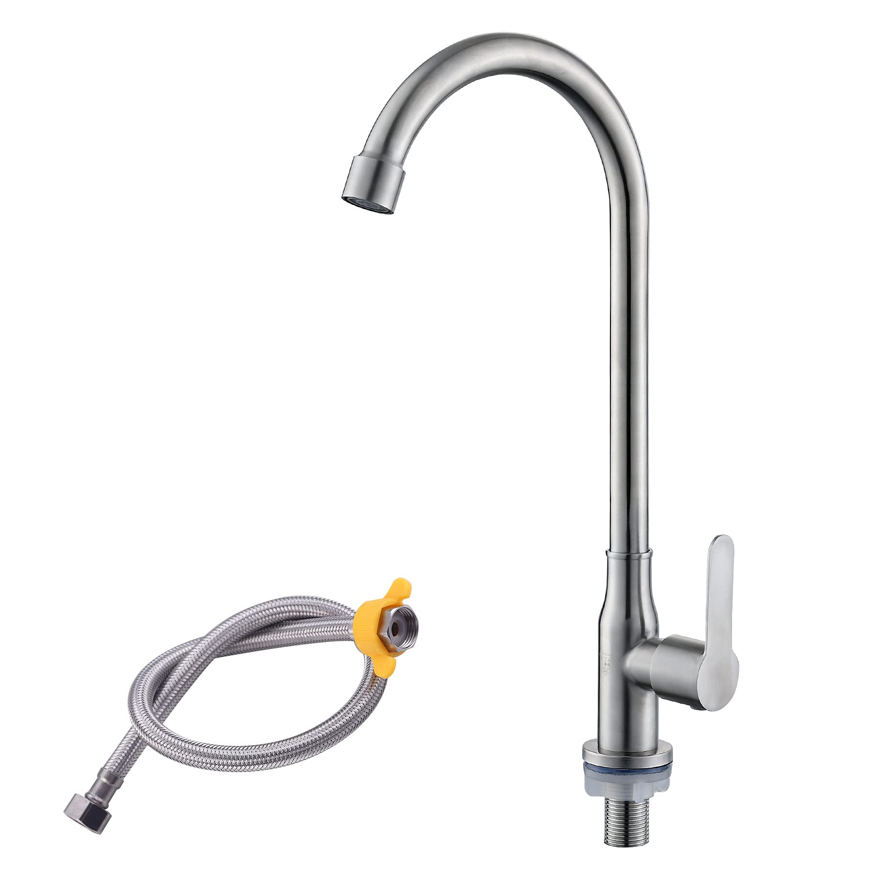 Jeonestan Наружная садовая раковина Столешница Кухонная ванная раковина Однорычажный Смеситель для раковины в туалете Смеситель с матовой отделкой из нержавеющей стали,