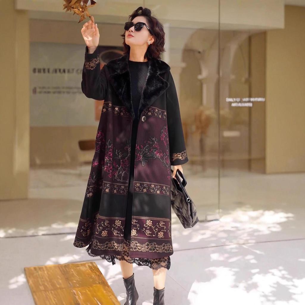 Women's Retro Plus Size Woolen Trench Coat - Fleece-Lined, Stylish & Warm Winter Outerwear