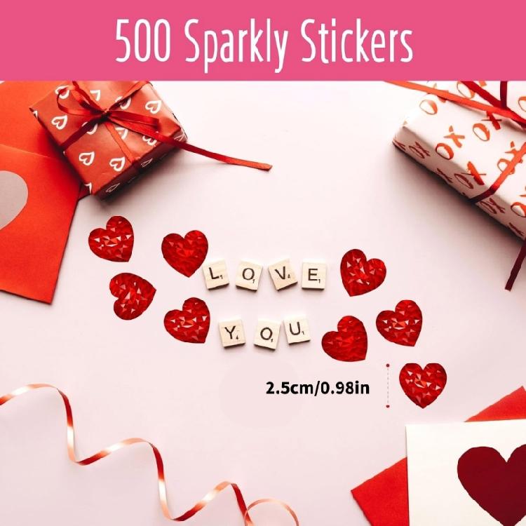 Heart Sticker Labels Decorative Sticker Valentine's Day Sticker Self-Adhesive Decorative Label Sticker for Envelopes