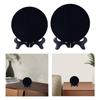 Obsidian Black Mirror Round Plate Polished Disc Home Office Decoration with Stand for Desktop Crafts