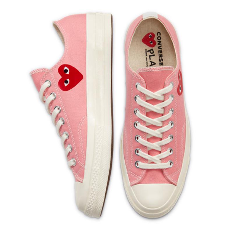 CDG Play X Converse Chuck Taylor All Star 1970s Low Rei Kawakubo Abrasion and Waterproof Low-Top Canvas Shoes Unisex Pink