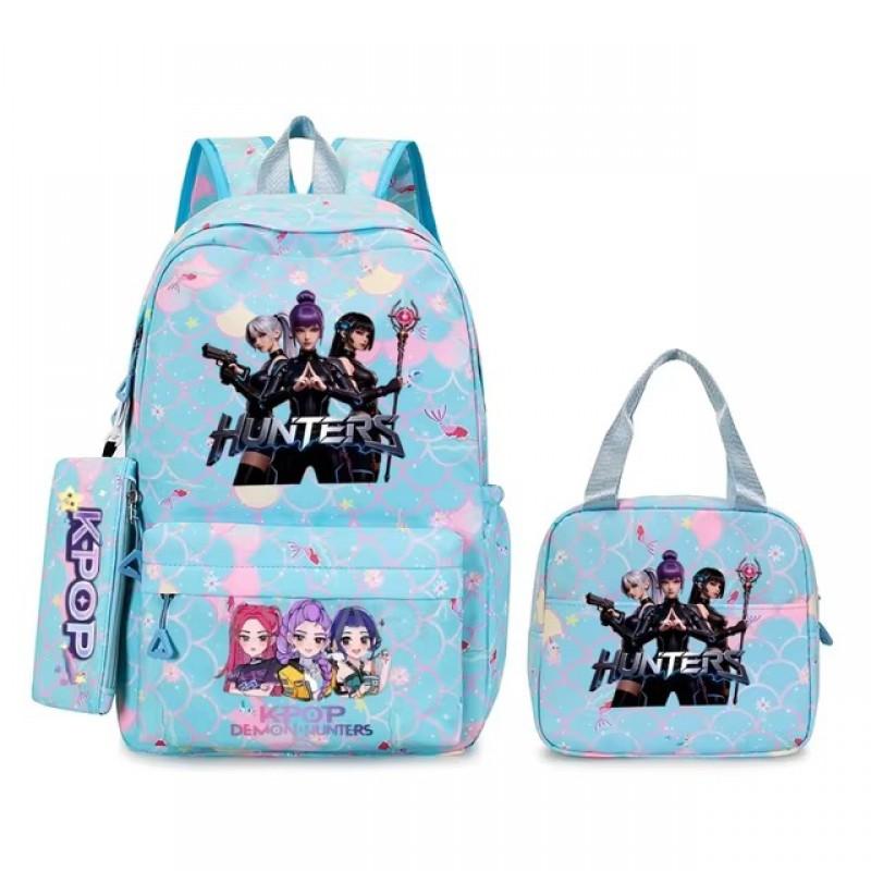 K-Pop Themed Lightweight Backpack Set Teen Girls - Cute Cartoon Design Breathable Outdoor School Bag With Ergonomic Curved