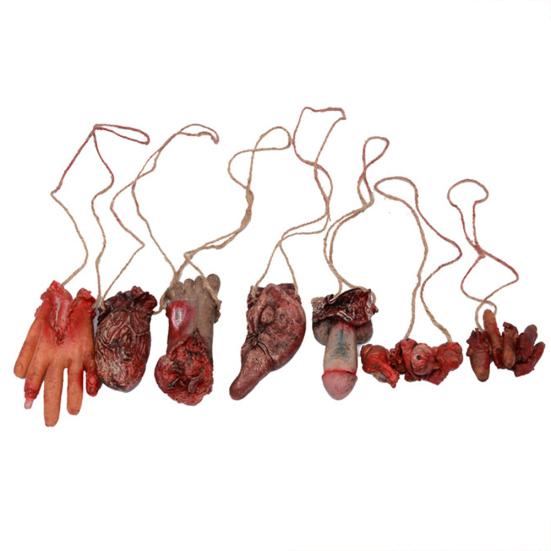 Realistic Bloody Hand Lung Body Organ Necklace Hanging Decor Halloween Props