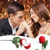 Simulated Rose Ring Box Earring Jewelry Storage Box Wedding Engagement Romantic Gift Decoration Props 3D Red Rose Flower Case