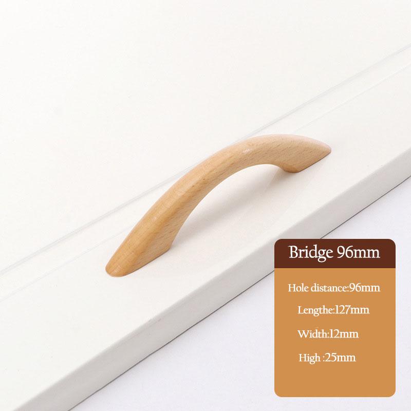 

1 шт., ящик для кухонного шкафа, буковые ручки для шкафа, ручки из массива дерева, скандинавские Bridge 96mm