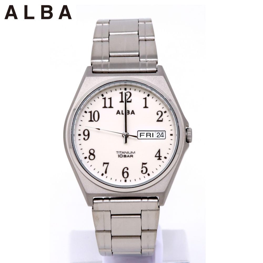 Seiko Alba Quartz Stainless Steel and Water Resistant for Daily Use Men's Watch, Titanium, (10 ATM), Analog, (Titanium (AEFJ409))