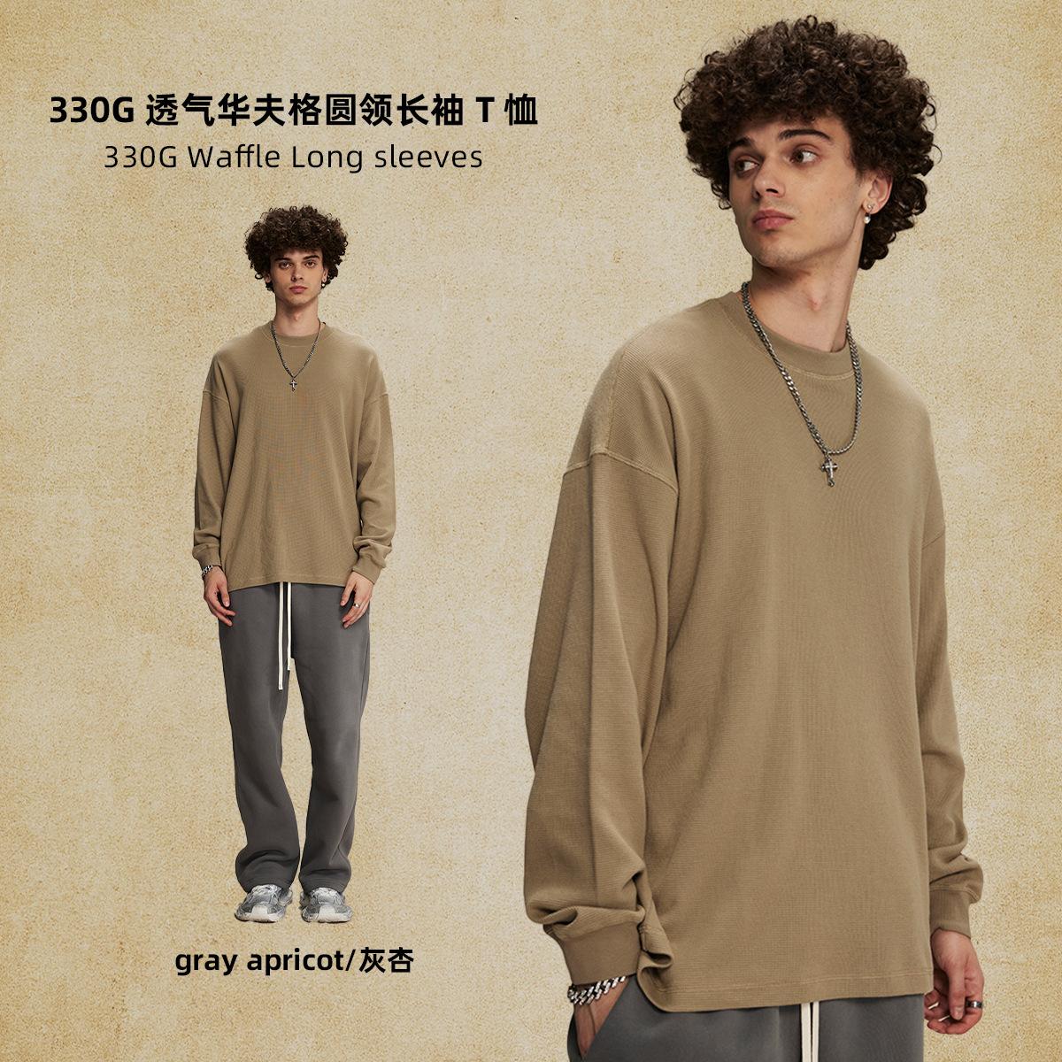 

330 г/м² 100% хлопок стираная футболка с индивидуальным рисунком принт мужские футболки с длинным рукавом XXL