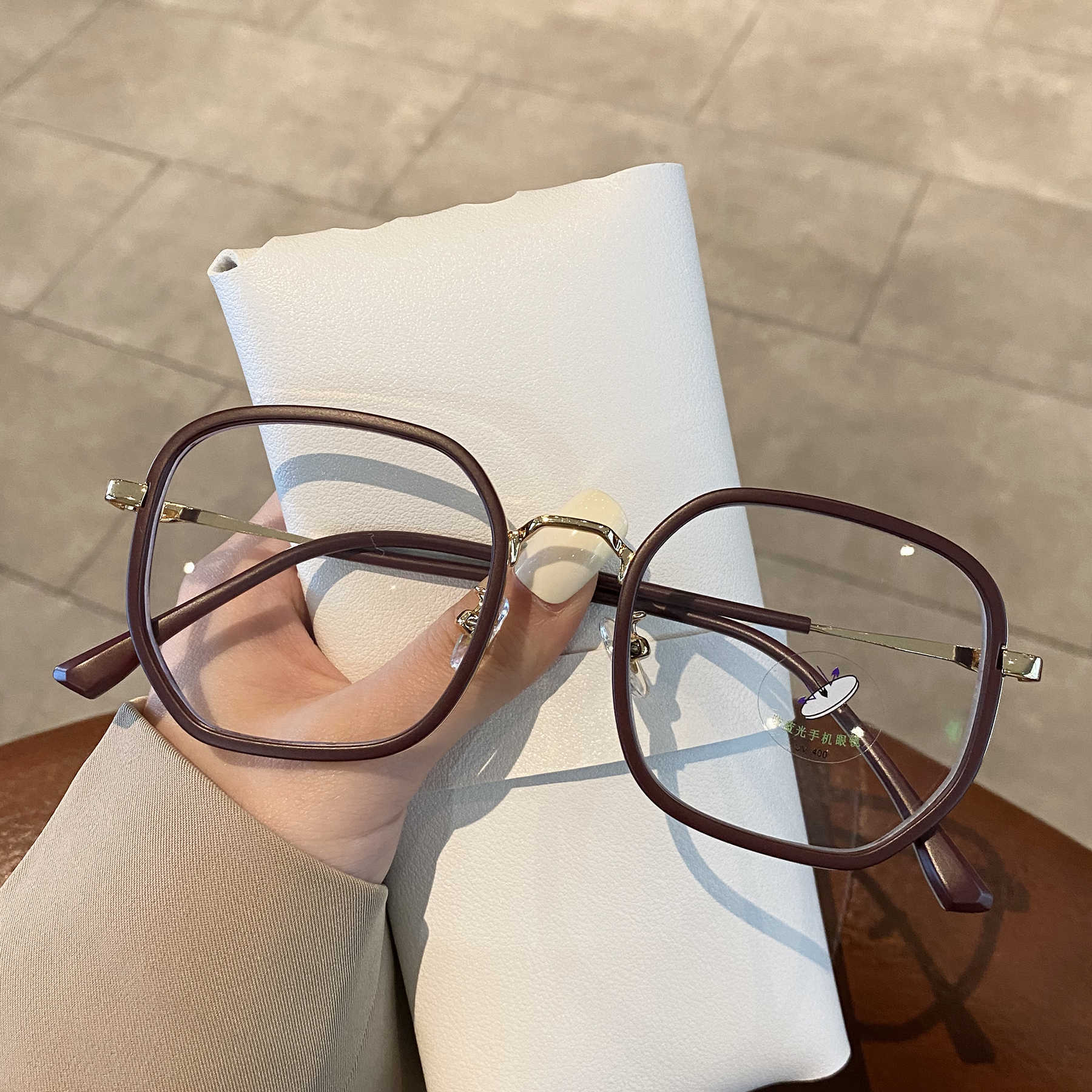 

Очки без макияжа, женские очки с защитой от синего света для круглого лица, тонкие и белые плоские очки можно сочетать с оправами для очков для близорукости Empty shelf бордовый