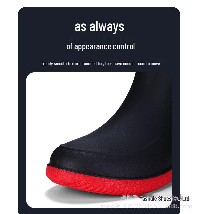 Męskie wysokie wodoodporne antypoślizgowe kalosze z mankietem