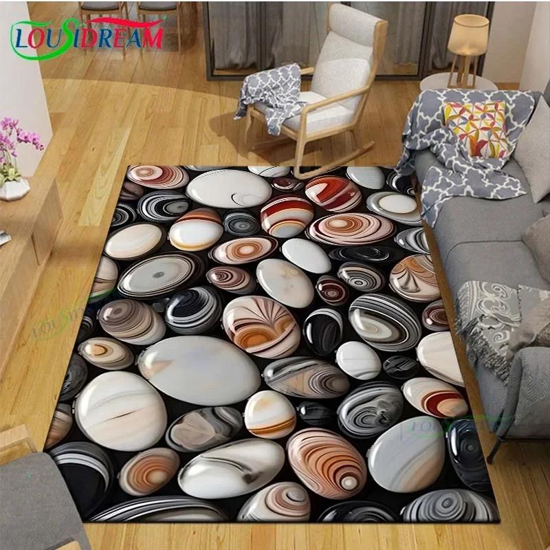 3D Lustige Kieselstein Dekor Teppich für Außenbalkon Garten Couchtisch Schlafzimmer Bereichsteppiche Küche Rutschfeste Fußmatte Teppich Geschenk