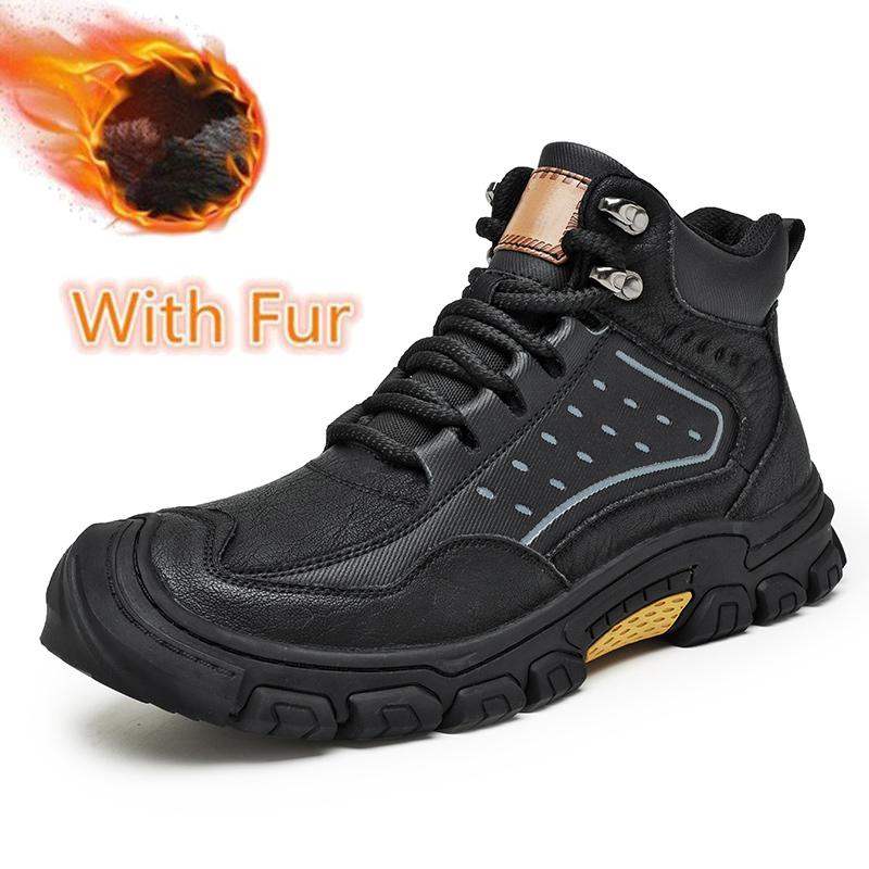 Fashion Non-Slip Men's Lace-Up High Top Shoes New Leather Casual Shoes for Man Retro Motorcycle Boots Fashion Hiking Ankle Boots Botas