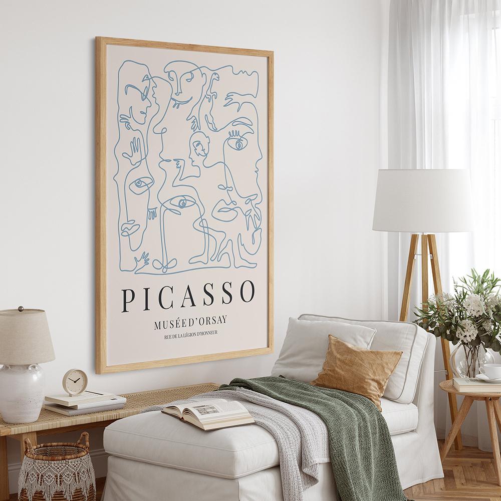 Sky Blue Bauhaus Line Matisse Picasso Wall Art Canvas Painting Nordic Posters And Prints Wall Pictures For Living Room Decor