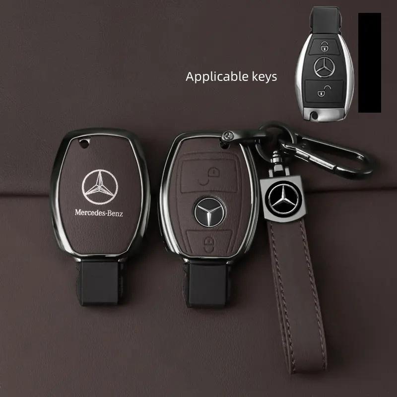 Alloy Style Car Key Case Cover Shell Fob For Mercedes Benz A B C E G Class C200 C300 E350 W205 E260L GLK A45 AMG BGA Accessories VK1