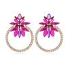 Luxury Red Rhinestone Palace Gemstone Dangle Earrings for Autumn/Winter