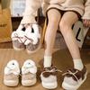 Heel cotton slippers autumn and winter cute bow indoor floor thick bottom fluffy EVA cotton shoes can be worn outside