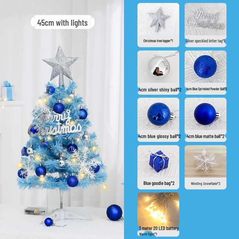 New Style Mini Blue Christmas Tree Set - 45cm/60cm Desktop Decoration
