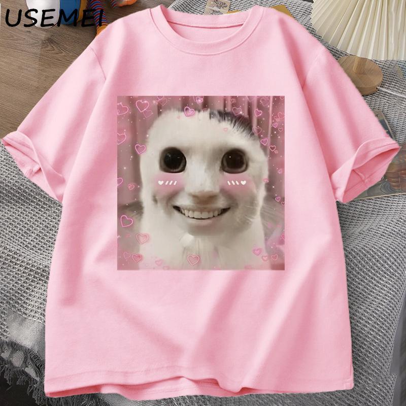 

Goofy Ahh Cat T Shirt Meme Dank Cursed Weirdcore Cringey T-Shirts Men I Got Too Silly Tshirt Huh Cat Memebn Crying Cat XL розовый