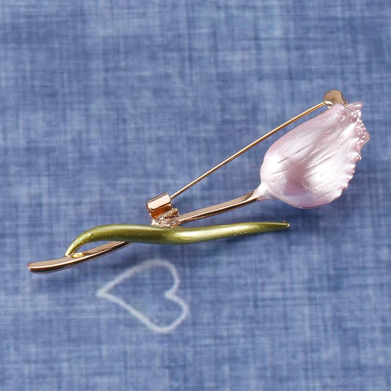 Enamel Tulip Brooches For Women Flower Wedding Office Party Brooch Pins Gift