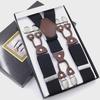 Men's Six-Clip Jacquard Wide Suspenders with Printed Webbing