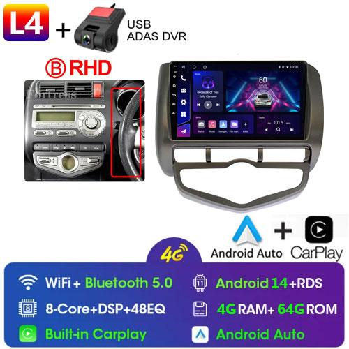 Android 14 Radio For Honda JAZZ City 2002 2003 2004 2005-2007 Car Stereo Multimedia Player Carplay Auto GPS Navigation 2DIN DSP