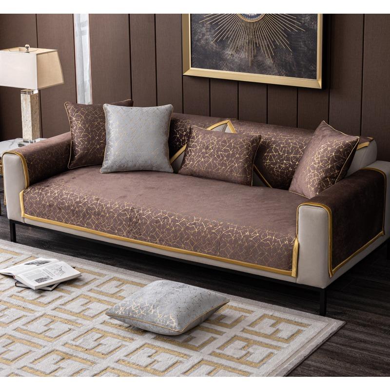 

Простая подушка для дивана в скандинавском стиле, универсальная легкая роскошная нескользящая подушка для сиденья, кожаный чехол для дивана из синели из цельного дерева, полотенце 90*180