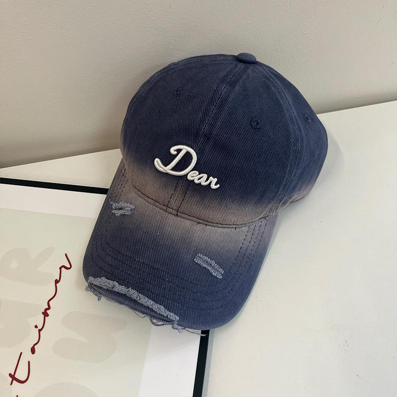 Women's new autumn and winter hats with letter embroidery and gradient color baseball caps, Japanese retro casual versatile personalized duckbill