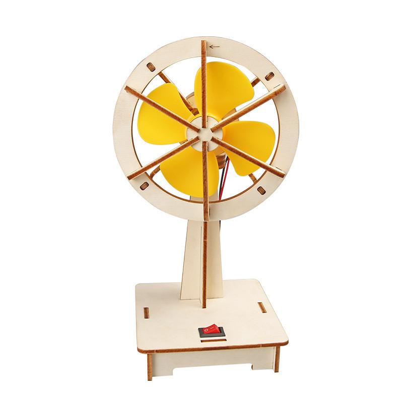 Educational Diy Wooden Electric Head-shaking Fan Kit For Kids Creative Invention Play